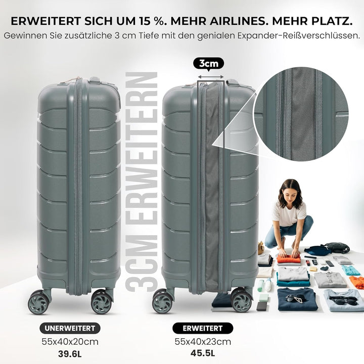 Aerolite Erweiterbar 55x40x20cm auf 55x40x23 cm Lufthansa Eurowings Condor Wizz Air Priorität und me