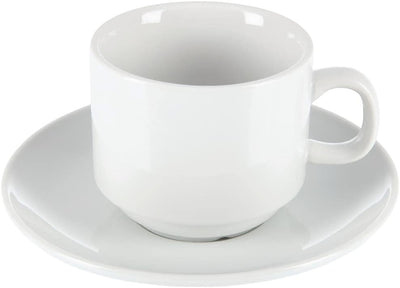 Olympia Whiteware stapelbare Teetassen, 200 ml (12 Stück), weisses Porzellan, Teetassen und Kaffeeta