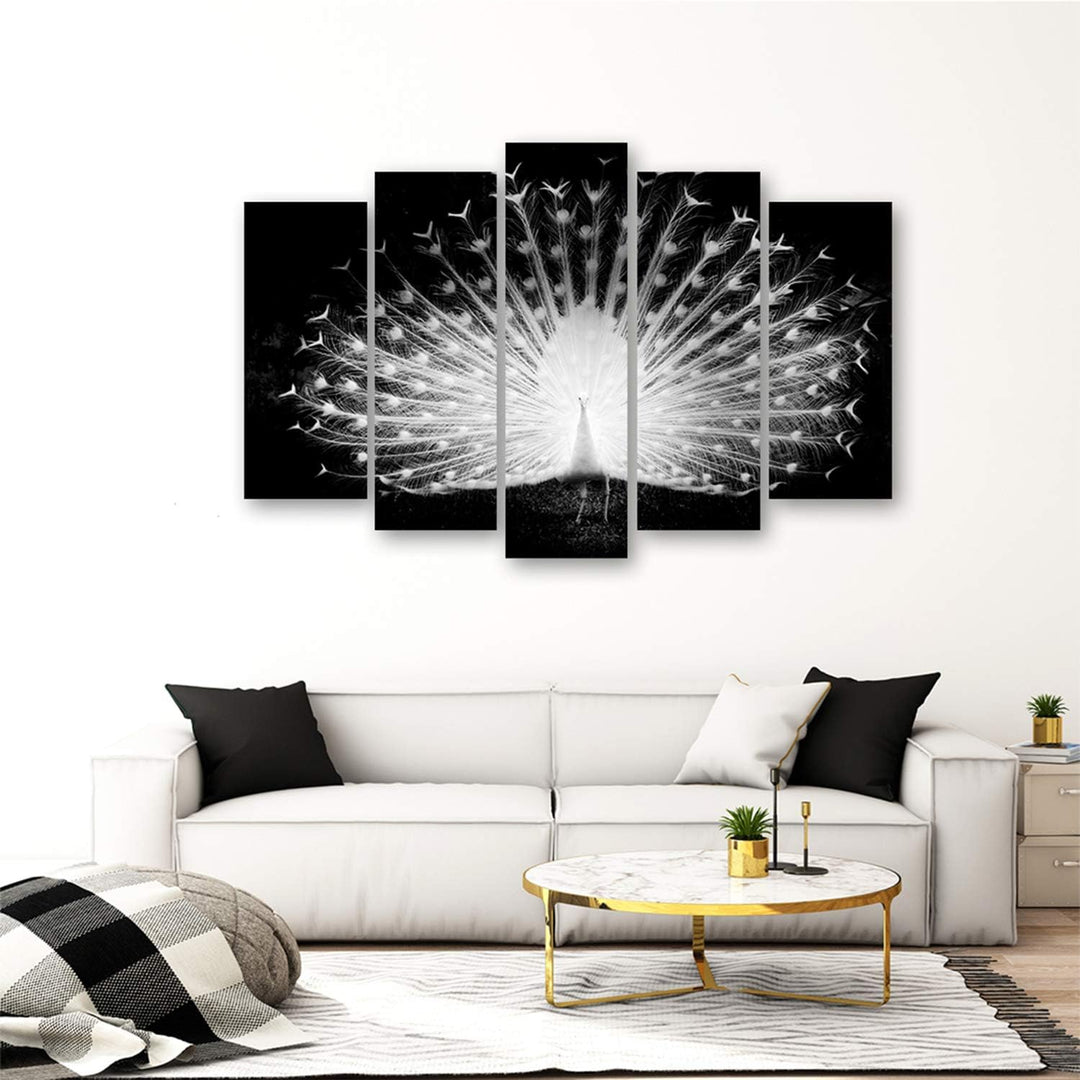 Feeby Bilder 5 Teile XXL Natur Vogel Pfau Typ A 250x120 cm Wohnzimmer Schlafzimmer Büro Flur Küche W