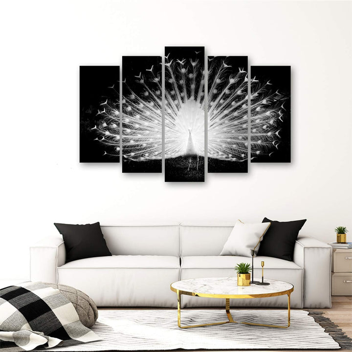 Feeby Bilder 5 Teile XXL Natur Vogel Pfau Typ A 250x120 cm Wohnzimmer Schlafzimmer Büro Flur Küche W