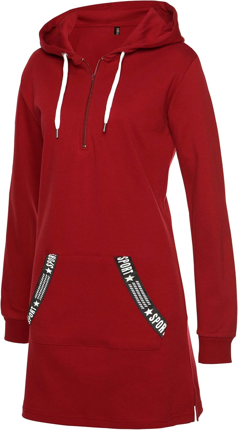 TrendiMax Damen Hoodie Kleid Herbst Langarm Sweatshirts Kapuzenpullover Streetwear Jumper Pullover M
