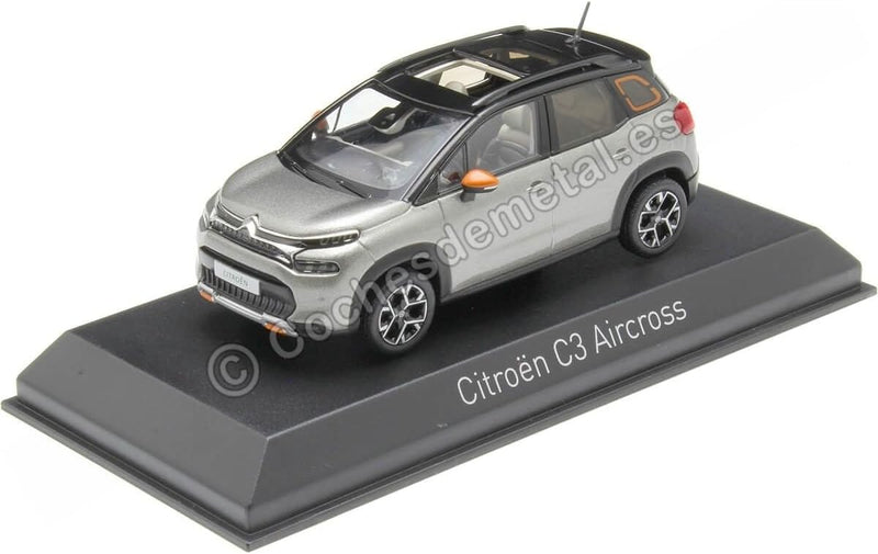 Norev 155336 Citroen C3 Aircross 2021-Platinium Grey & Black Roof & Orange Deco Miniaturauto aus der