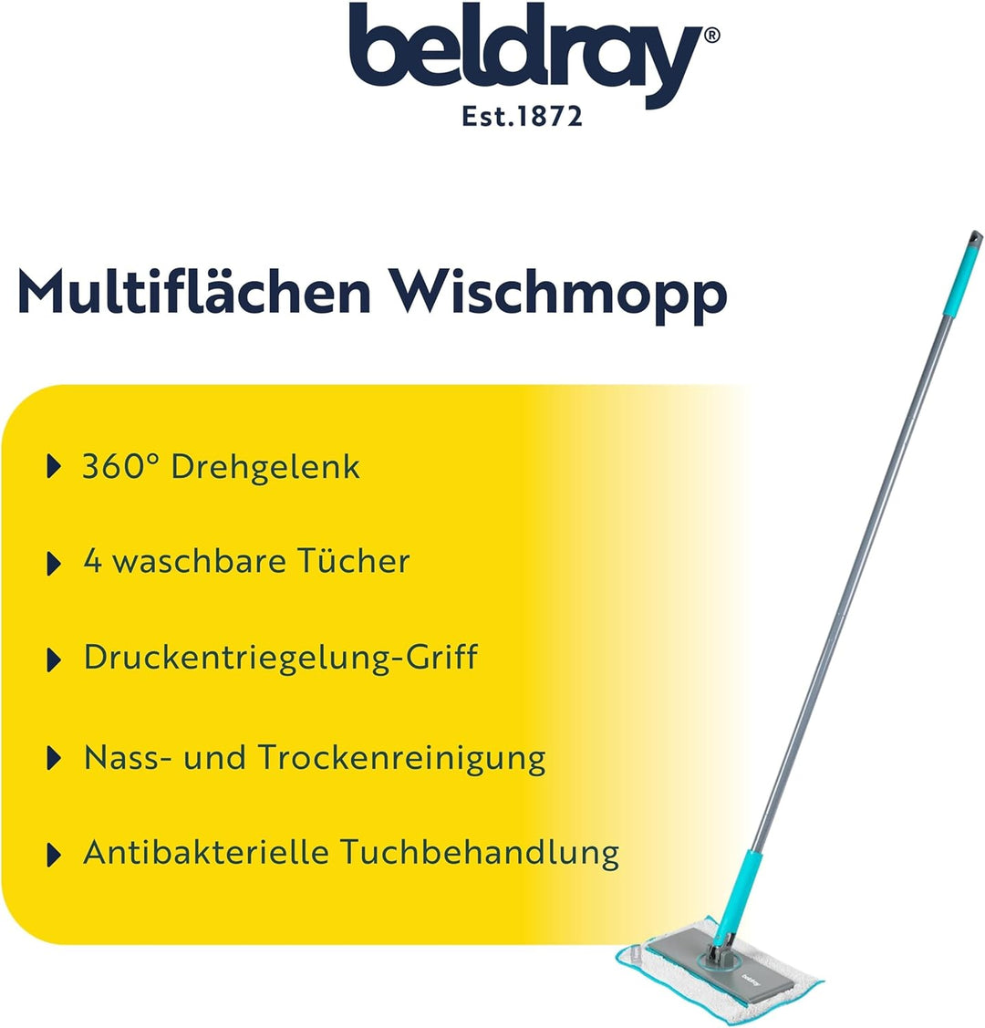 Beldray Anti-Bac Clip-to-Grip Allzweckwischer - Grosser Wischkopf, Fliesen/Boden/Fenster/Spiegel, Pu