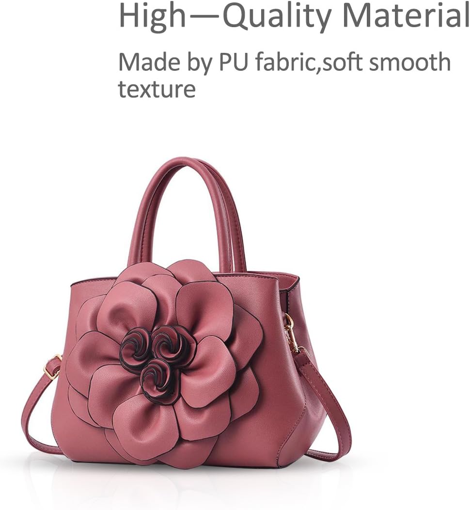 NICOLE & DORIS Modische Damen-Umhängetasche, Handtasche, Umhängetasche, Blumenmotiv Rosa, Rosa