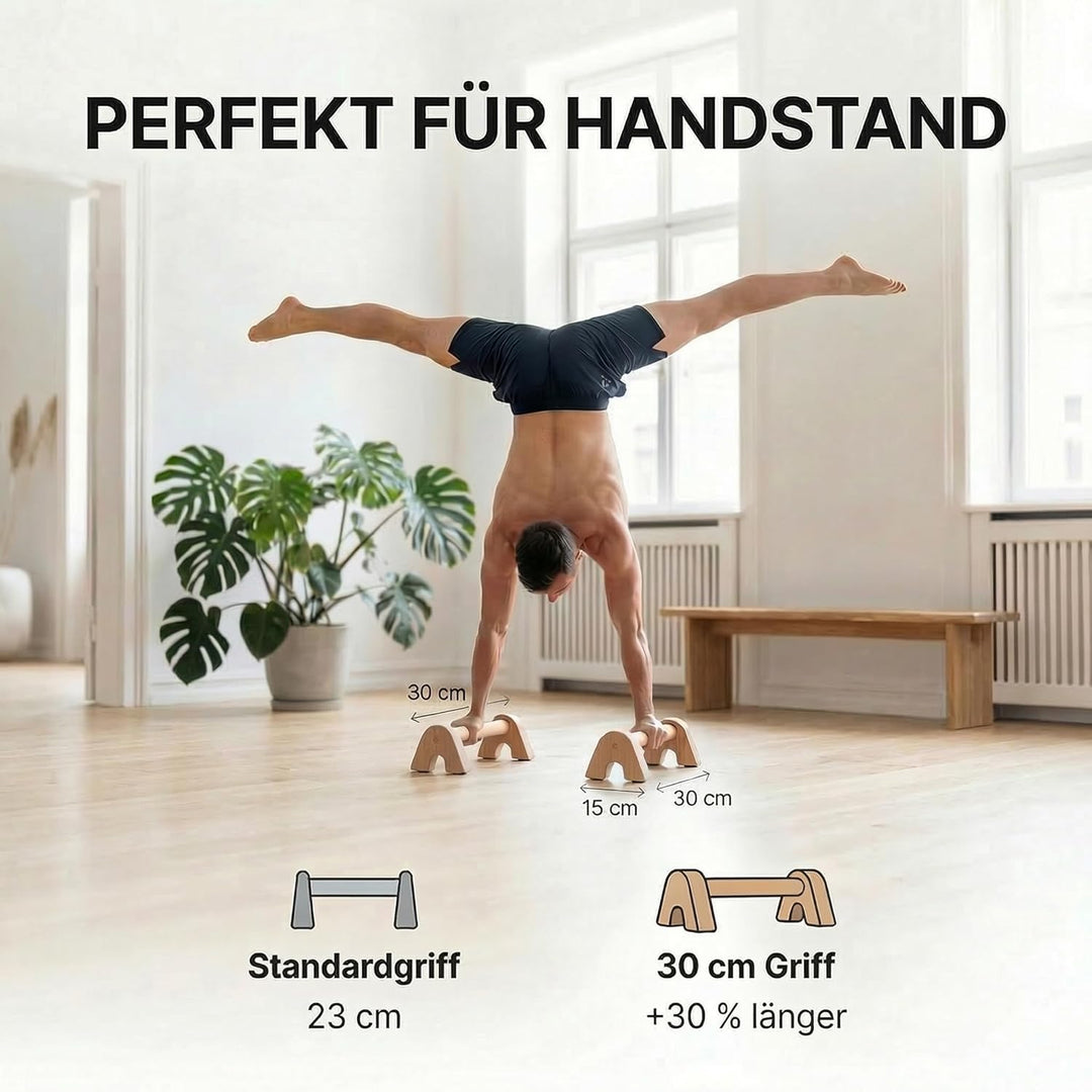 Liegestützgriffe extra lang - Transportable mini Parallettes - einfach verstaubare Handstand Griffe