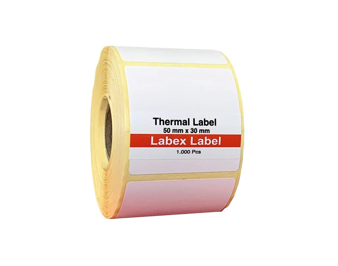 Thermo Etiketten 50x30 mm | Barcode etikett, adressetiketten - Thermo etiketten auf rolle; 1.000 stü