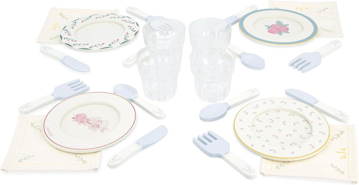 Janod - Valisette Dinette Holz - Picknickset für Kinder - Für 4 Personen - 25 Teile - Valisette aus