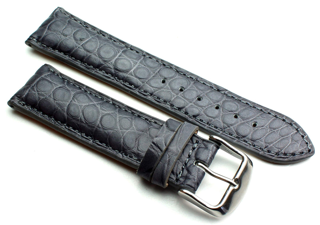 22mm Echt Alligator Vintage hangemacht in Deutschland Uhrenarmband Grau