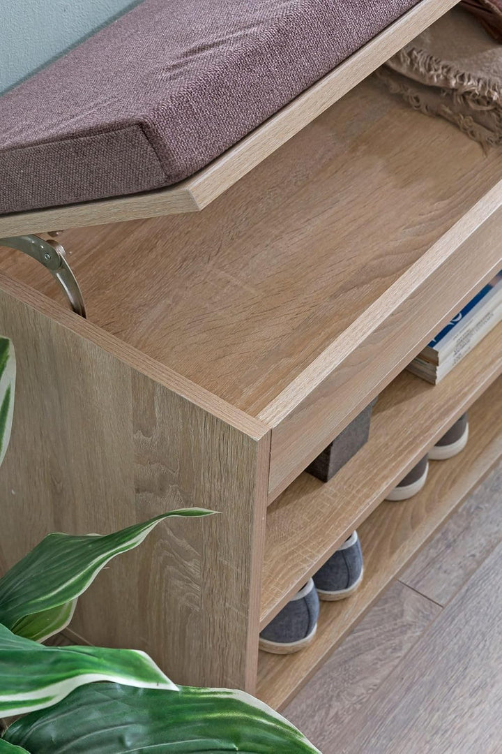 Wohnling Schuhbank WL5.344 mit Sitzfläche Garderoben-Bank Holz 104x51x32 cm Sonoma, Holzbank klein g