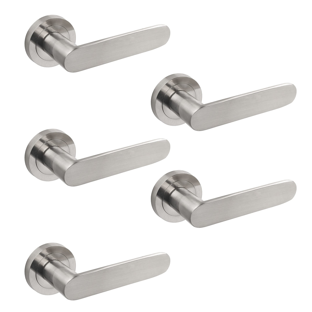 Emuca - Türgriffe für Innenttüren, 5 Türgriff-Set mit Rosetten für Zimmertüren D.50 mm, Aluminium, s