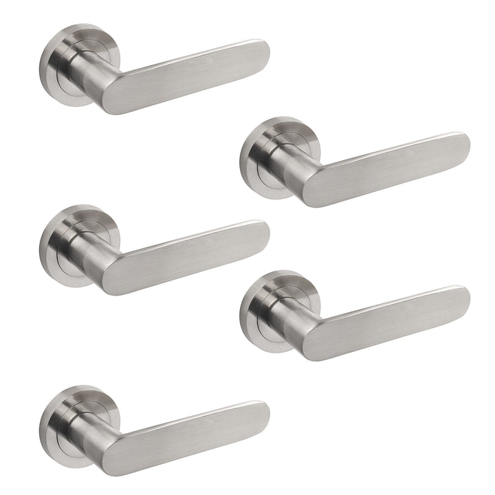 Emuca - Türgriffe für Innenttüren, 5 Türgriff-Set mit Rosetten für Zimmertüren D.50 mm, Aluminium, s