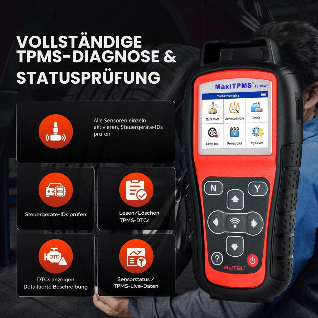 Autel MaxiTPMS TS508, Professional für Aktivieren/Neulernen Aller Sensoren, TPMS Reset, TPMS Program