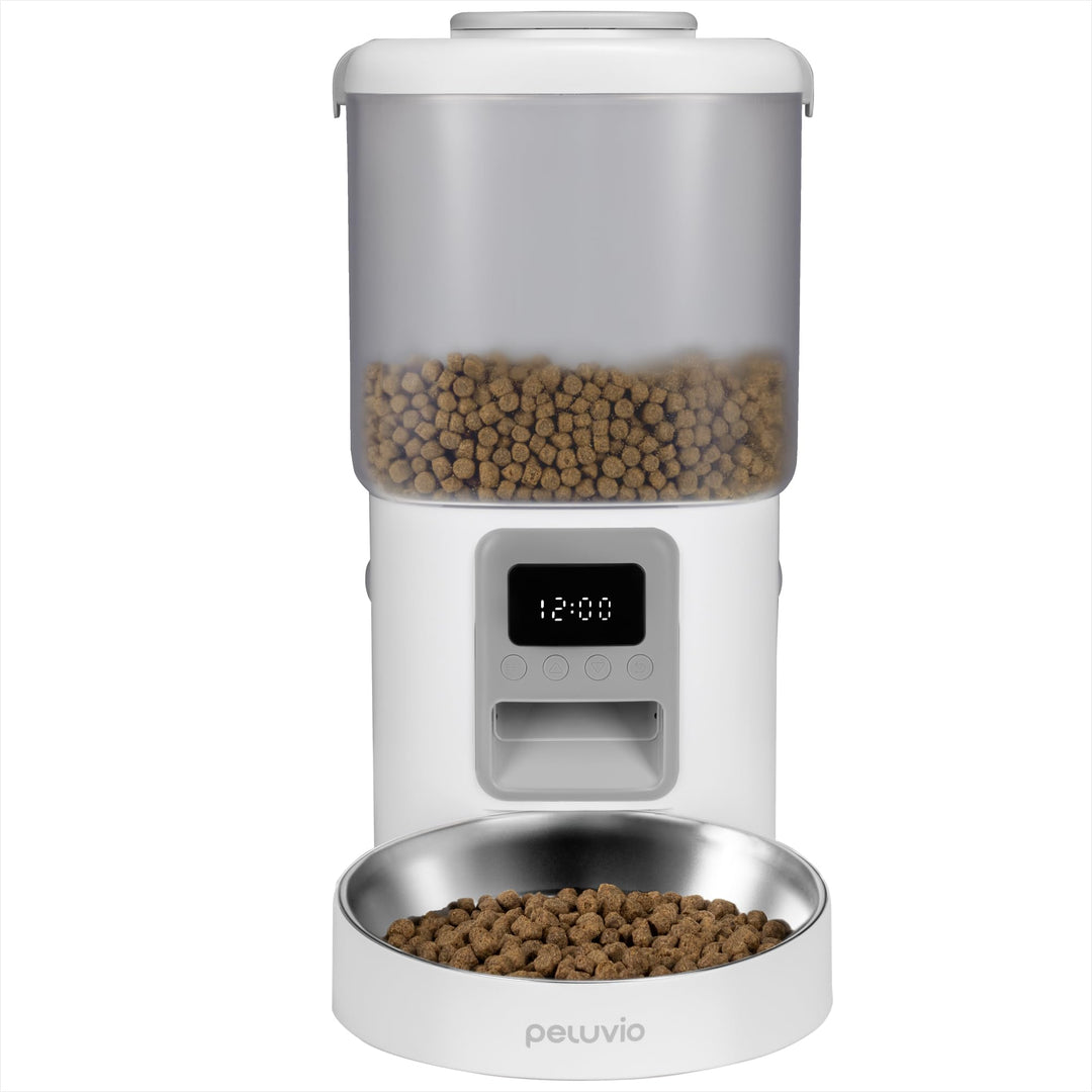 Crispy Futterautomat Katze mit Timer, ohne App, Katzenfutterautomat für Trockenfutter, LCD Display,