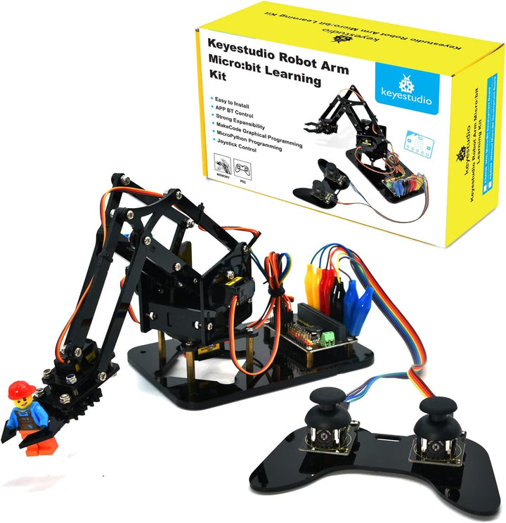 KEYESTUDIO 4DOF Robot Arm Kit (Exclude Microbit V2) Compatible with BBC Micro:bit V2, DIY Robot Kit