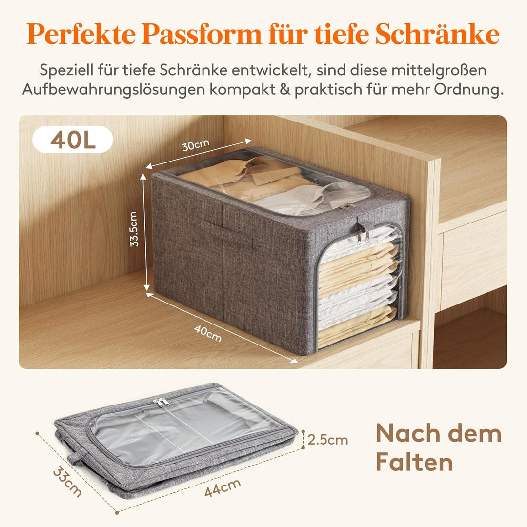 Lifewit 6 Stück Kleideraufbewahrungsbehälter mit Metallrahmen, Faltbare Aufbewahrungsbox mit Deckel,