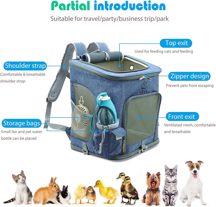 PETCUTE Hunderucksack,Faltbarer Katzenrucksack für Katzen und Hunde mit Abnehmbare Matte,Atmungsakti