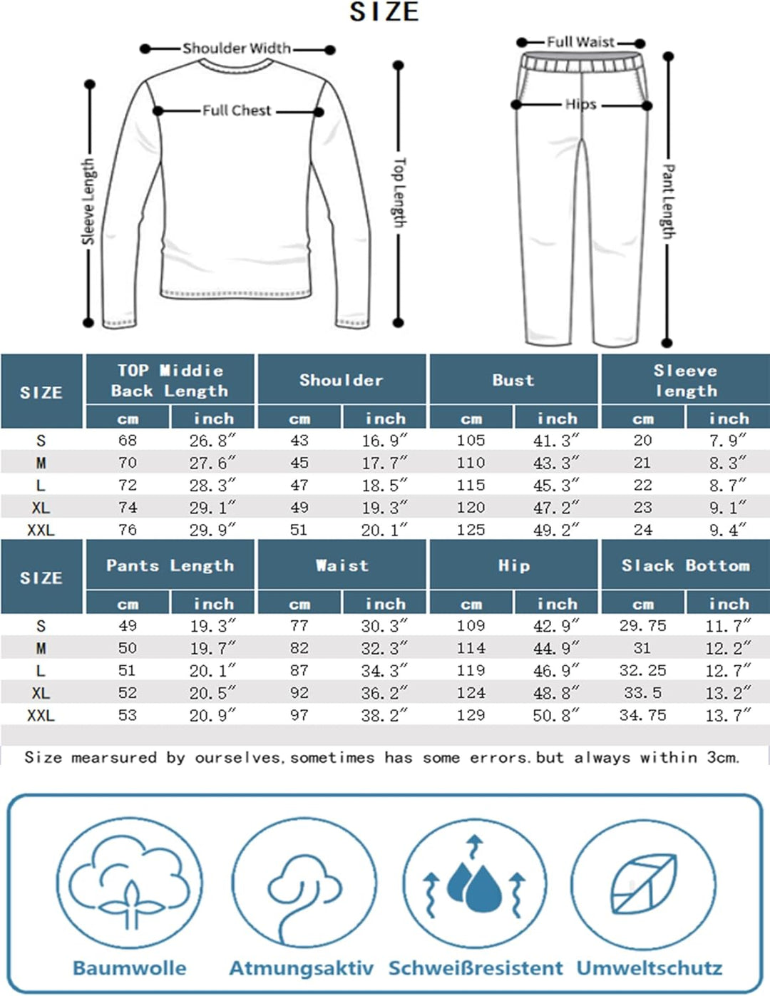 Winovia Schlafanzug Herren Kurz Pyjama 100% Baumwolle Kurzarm Nachtwäsche Nightwear Set mit Rundhals