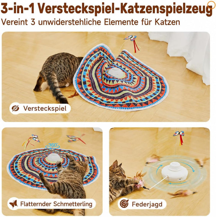 Potaroma Katzenspielzeug Selbstbeschäftigung, wiederaufladbar Elektrisch 3-in-1 Versteckspiel Kätzch