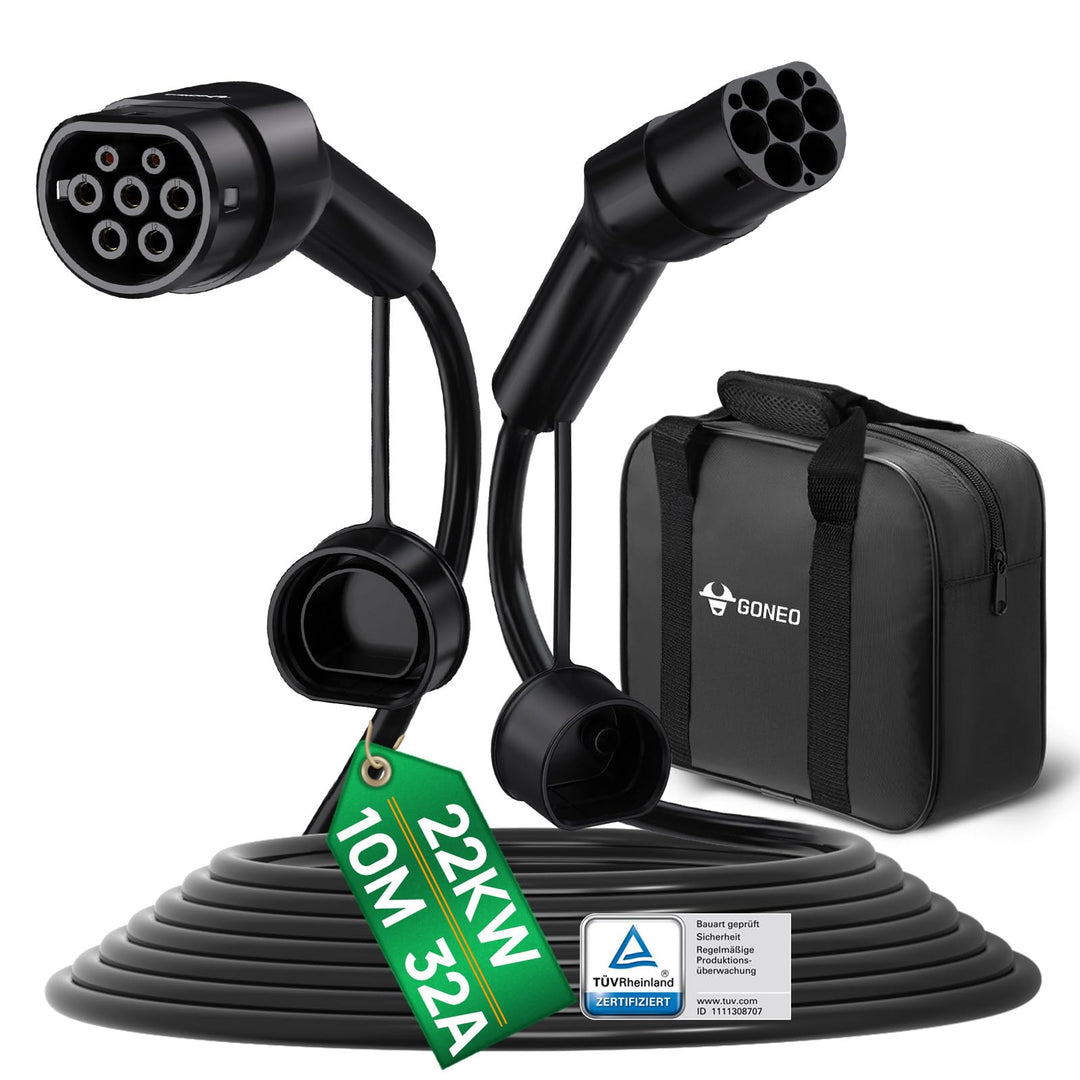 GONEO Typ 2 Ladekabel 22kW 10M 32A Ladekabel Elektroauto 3 Phasig Mode 3 für E Auto EV/PHEV Typ 2 au