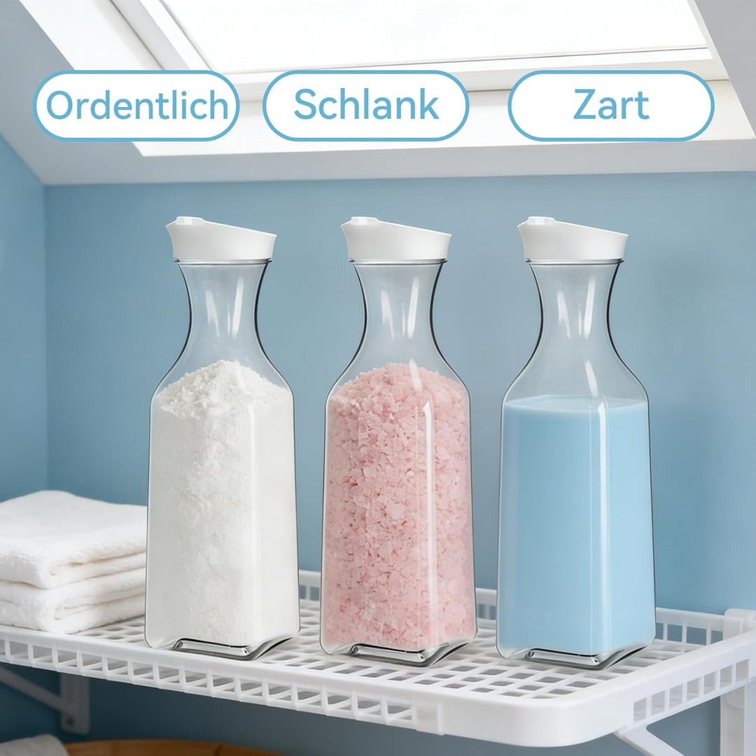 Waschmittel Aufbewahrung, 3 Stück Waschpulver Aufbewahrungsbox mit Etikett , 1.5 L Waschpulver Aufbe