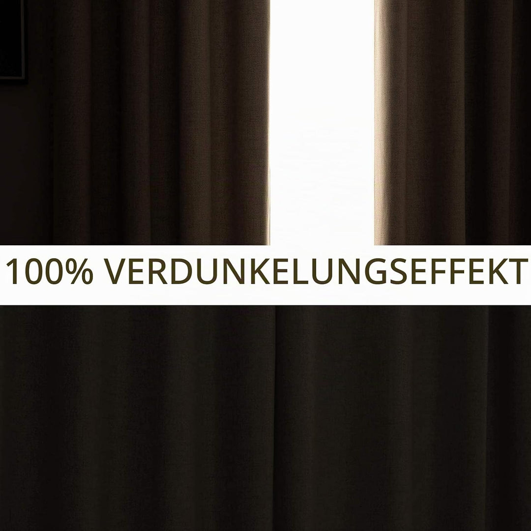 MIULEE Verdunklungsvorhänge mit ösen Gardinen Leinenoptik 2er Set 160 x 140 cm Beige Vorhang Blickdi
