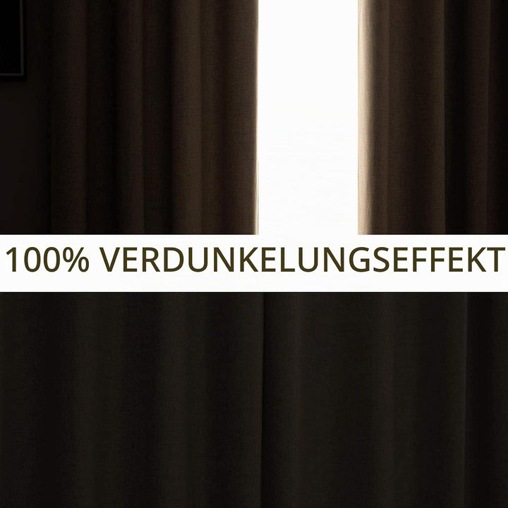 MIULEE Verdunklungsvorhänge mit ösen Gardinen Leinenoptik 2er Set 160 x 140 cm Beige Vorhang Blickdi