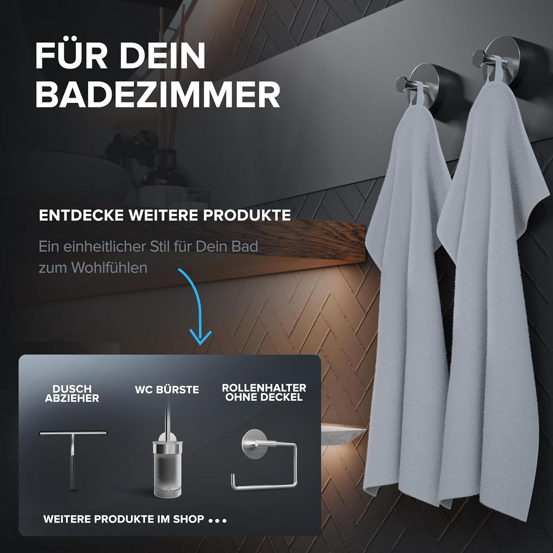 ovimar Handtuchhaken 2er Set Hirstholm zum Bohren aus Edelstahl Silber| als Handtuchhalter | kann au