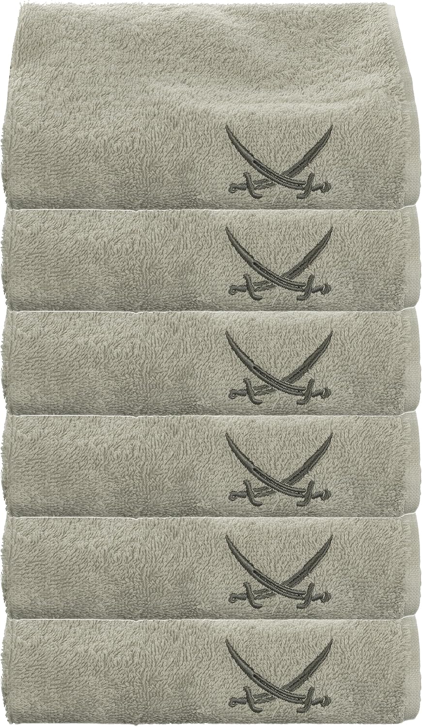 Sansibar Gästehandtuch 6er Set 30x50 cm 100% Baumwolle mit gesticktem Säbel Logo Set Handtuch Seiftu