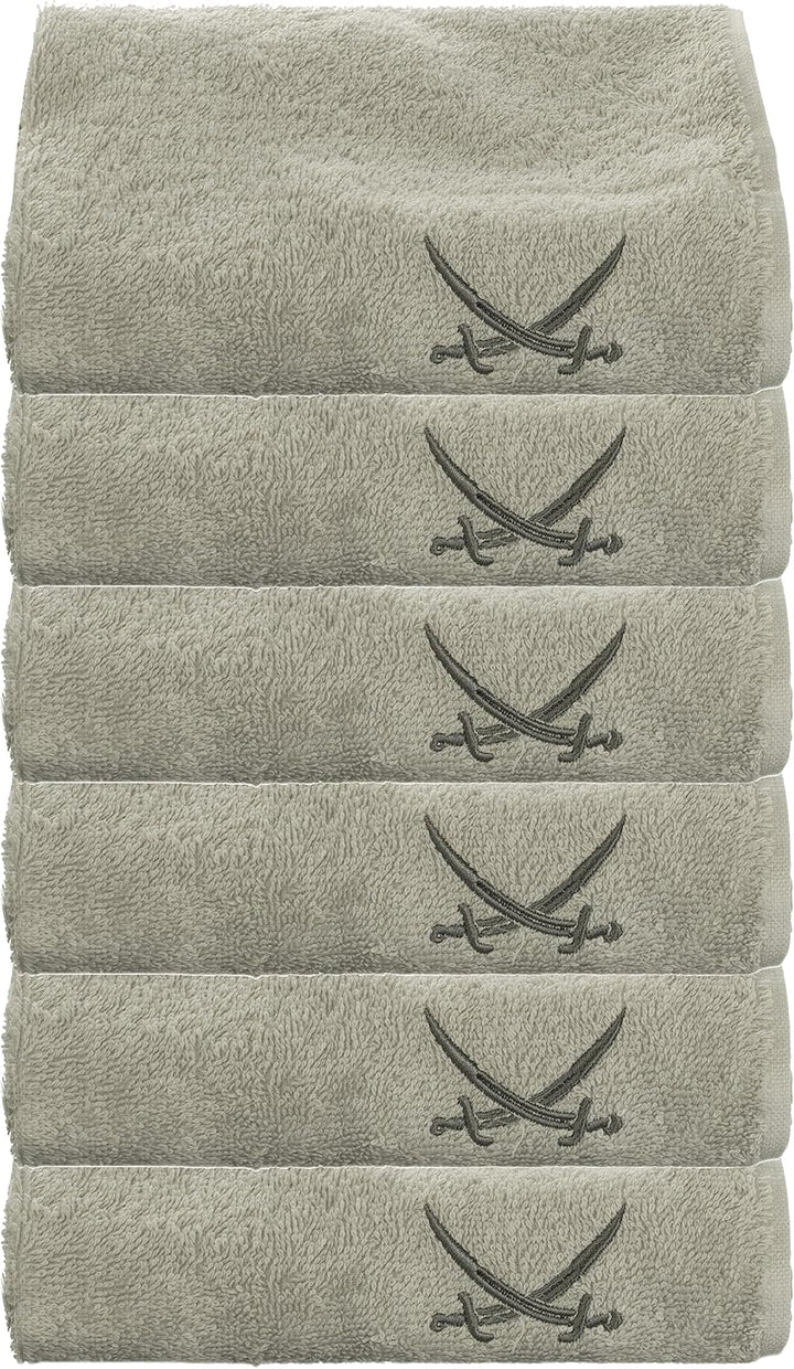 Sansibar Gästehandtuch 6er Set 30x50 cm 100% Baumwolle mit gesticktem Säbel Logo Set Handtuch Seiftu