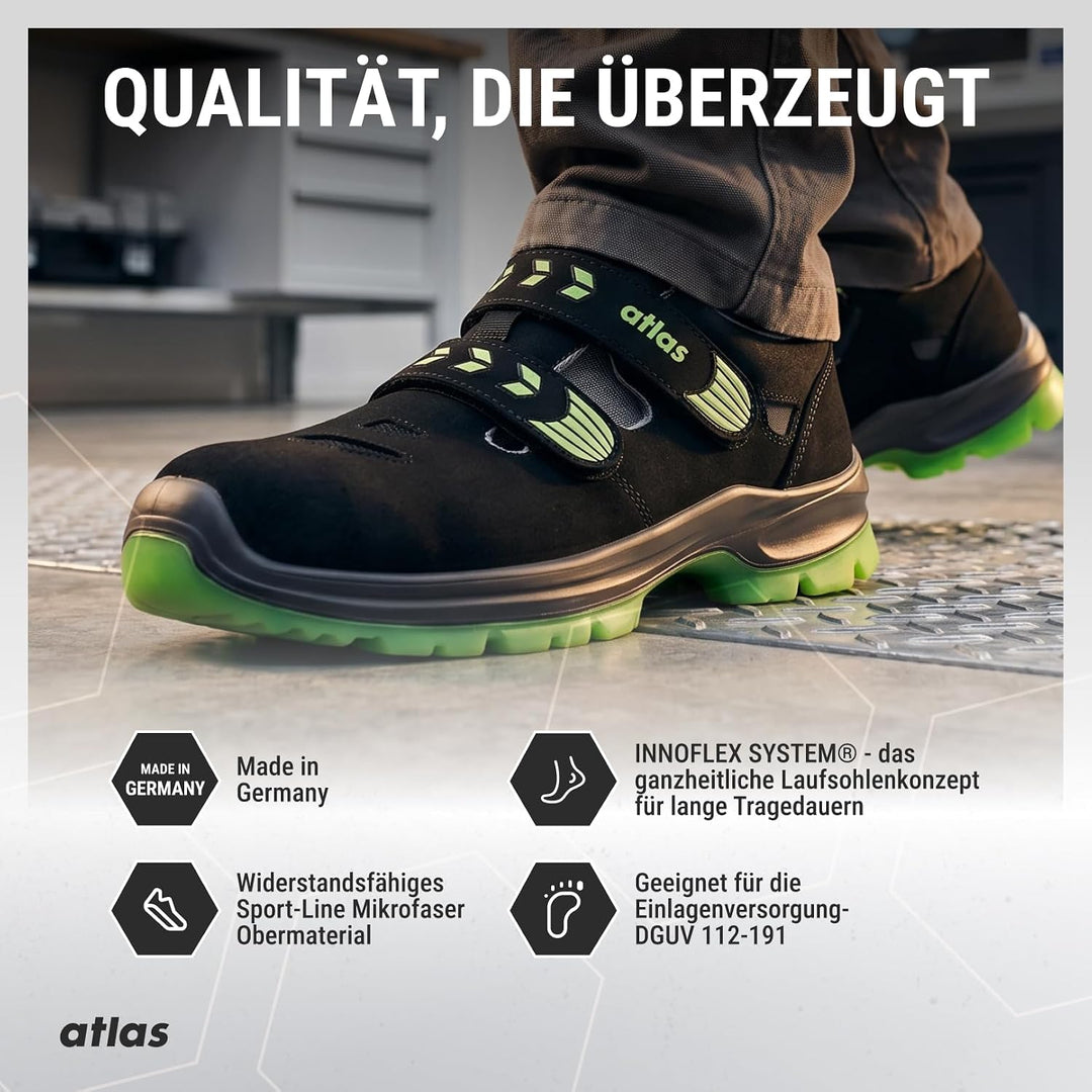 Atlas SL 265 XP Green ESD Sicherheitschuhe Arbeitsschuhe für Herren und Damen S1P leicht, Aluminiumk