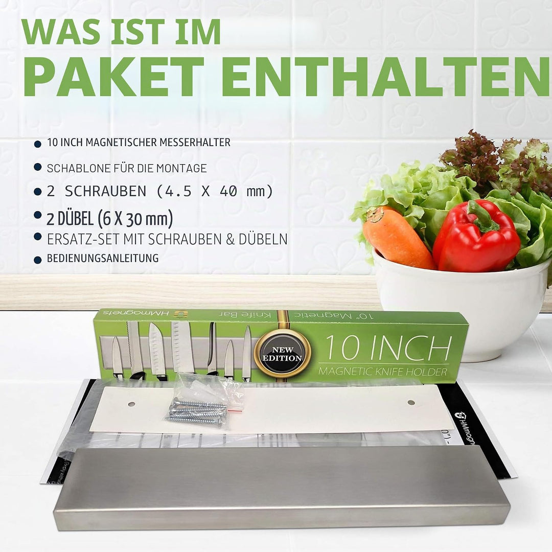 Premium 25cm Magnetleiste Messer für Wand - Extra Starker Messerhalter Magnetisch - Platzsparende Me