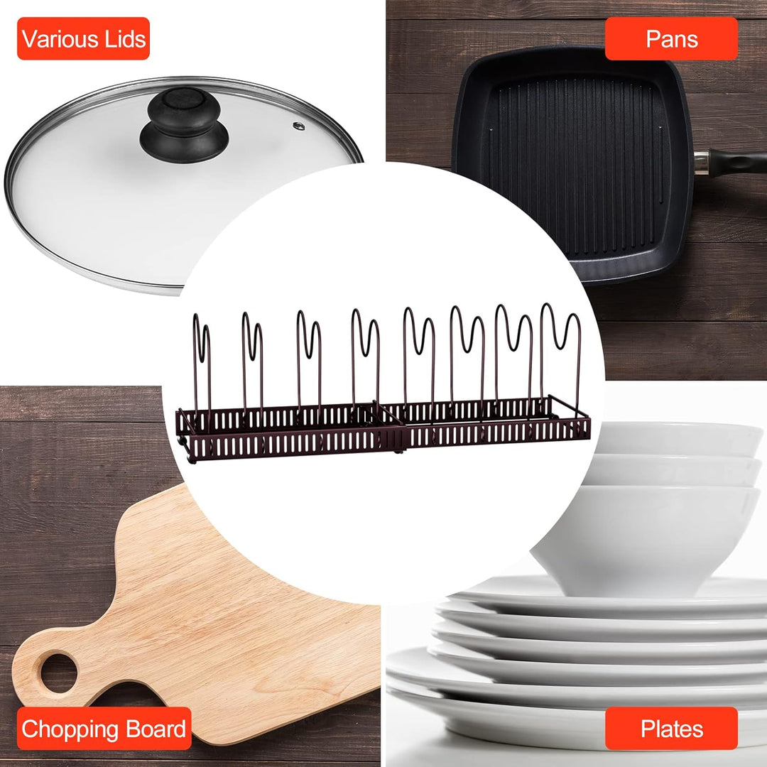 Fousenuk Topfdeckelhalter, Topfdeckel Aufbewahrung mit 10 Verstellbaren Fächern, Küche Pfannen Organ