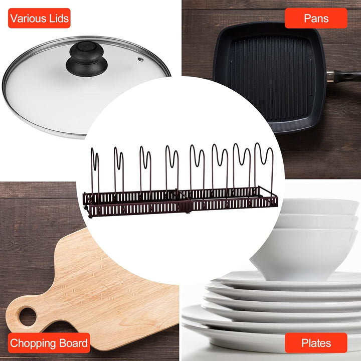 Fousenuk Topfdeckelhalter, Topfdeckel Aufbewahrung mit 10 Verstellbaren Fächern, Küche Pfannen Organ