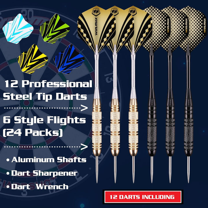 WIN.MAX Dartscheibe Kork Dartscheibe mit Pfeilen Offizielles Steeldartscheibe Dartscheibe Steeldart