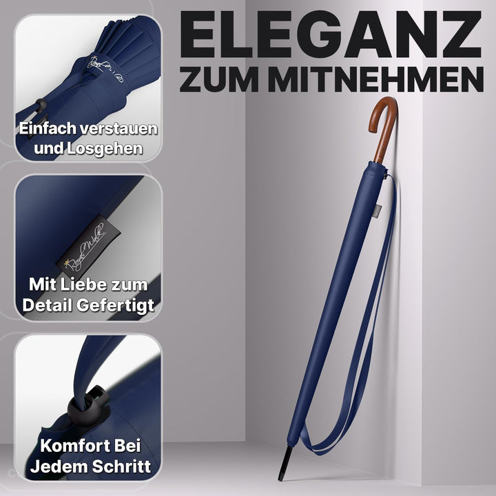 Royal Walk Gross XXL 54 inch Automatik Reise Golf Regenschirm für Damen und Herren Sturmfest Windsic