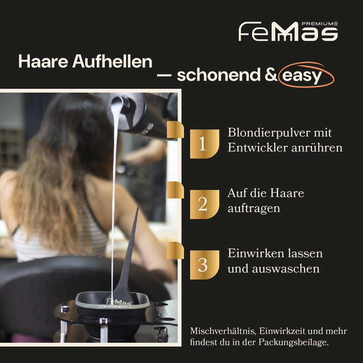 FemMas Blondierpulver blau 1000g I ultra stark & staubfrei I Blondierungspulver mit Plex-Technologie