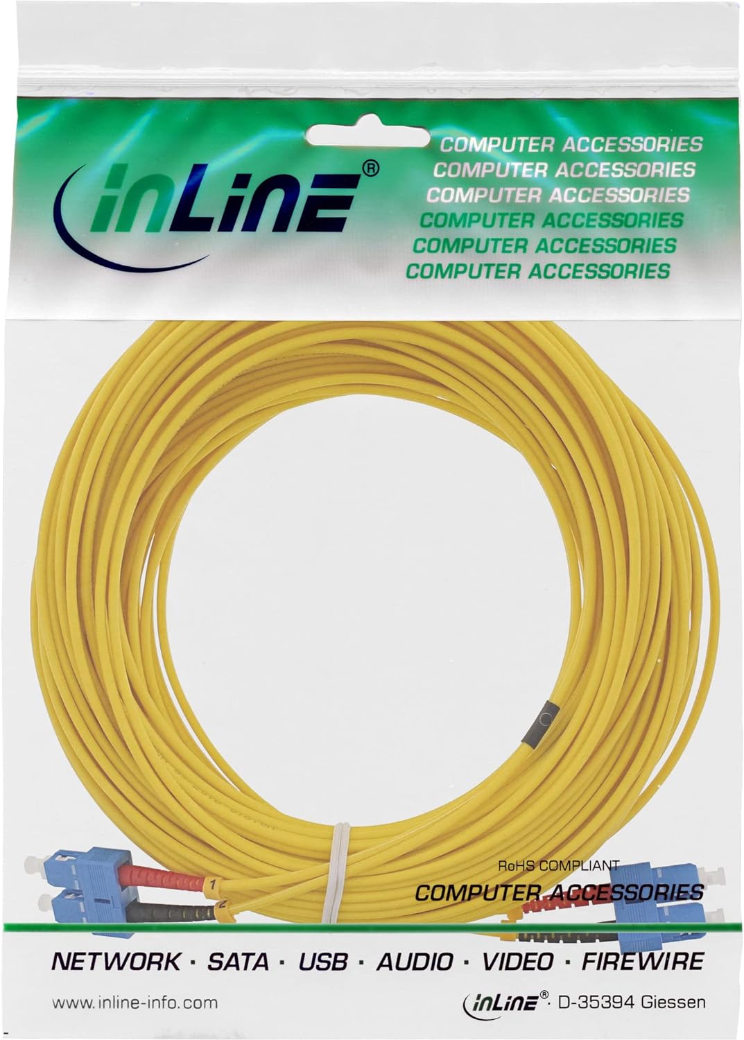 InLine 82925E LWL Duplex Kabel, SC/SC, 9/125µm, OS2, 20m