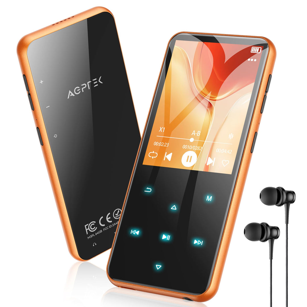 AGPTEK 64GB MP3 Player Bluetooth 5.3 mit 2,4" TFT Farbbildschirm, HiFi Musik Kinder MP3 Player mit L