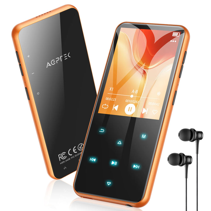AGPTEK 64GB MP3 Player Bluetooth 5.3 mit 2,4" TFT Farbbildschirm, HiFi Musik Kinder MP3 Player mit L