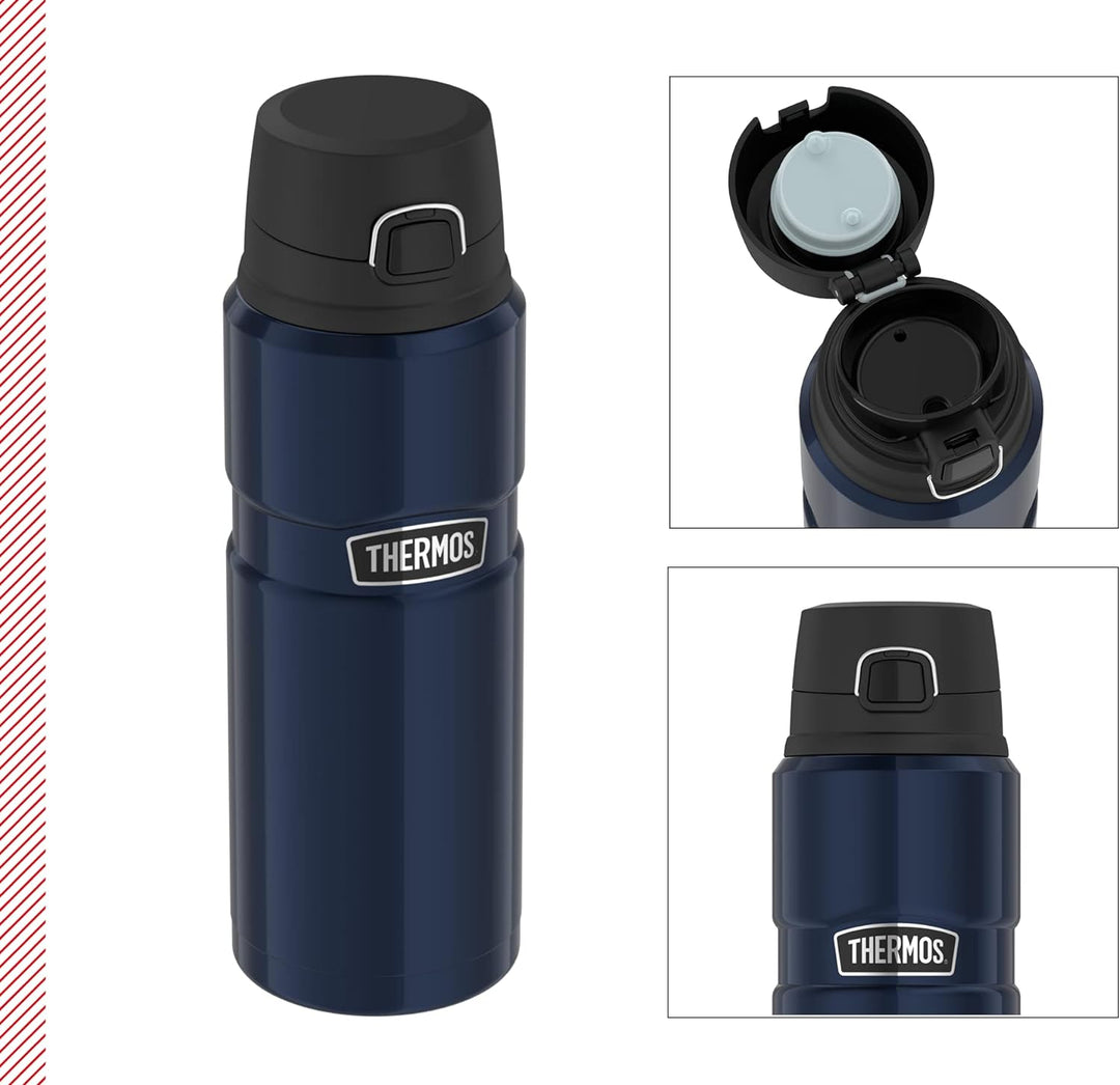 Thermos Stainless King Bottle 0,70l, Midnight Blue, Thermosflasche aus Edelstahl, Safe Flow Lid, spü