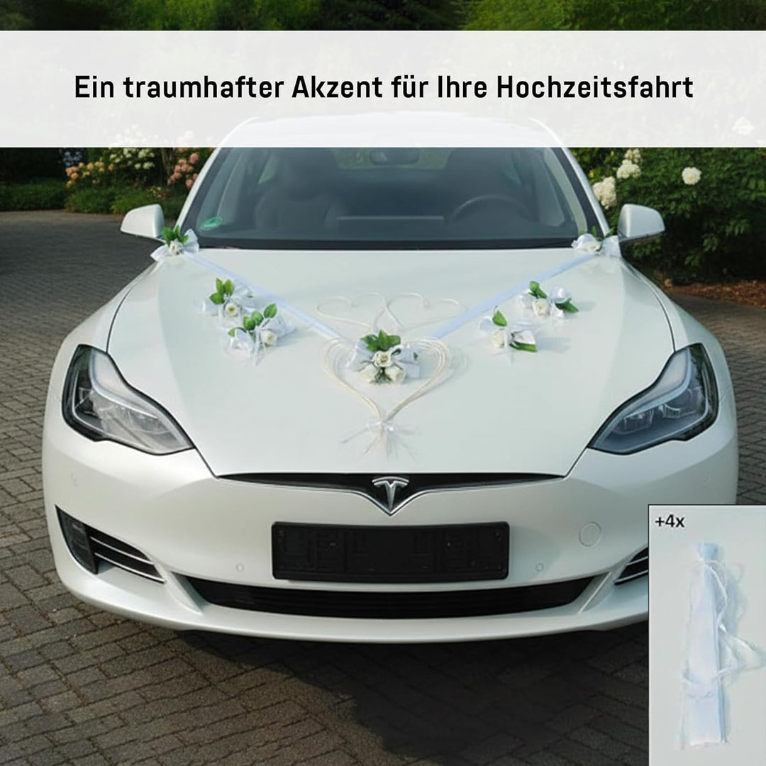 LIEBESHERZEN Braut Paar Rose Deko Dekoration Autoschmuck Hochzeit Car Auto Wedding Deko Girlande PKW