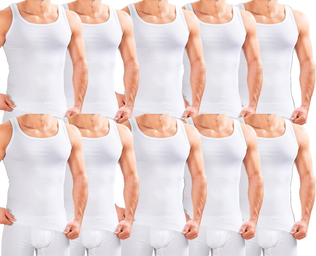 MERISH Herren Unterhemd 5er Pack Tank Top Feinripp Baumwolle 400 XXL 400e-10 Weiss 10er Set, XXL 400