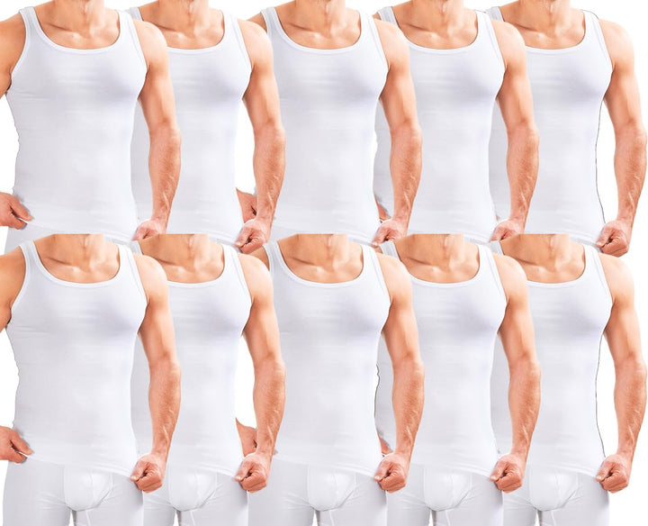 MERISH Herren Unterhemd 5er Pack Tank Top Feinripp Baumwolle 400 XXL 400e-10 Weiss 10er Set, XXL 400