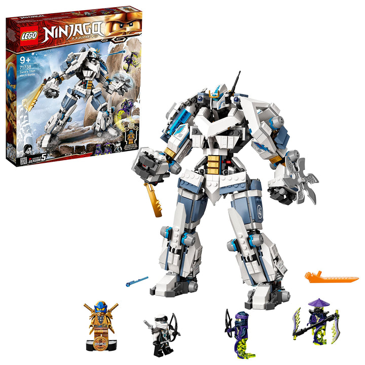 LEGO 71738 NINJAGO Legacy Zanes Titan-Mech Ninja Bauset mit Jay als goldene Figur und 2 Geisterkämpf