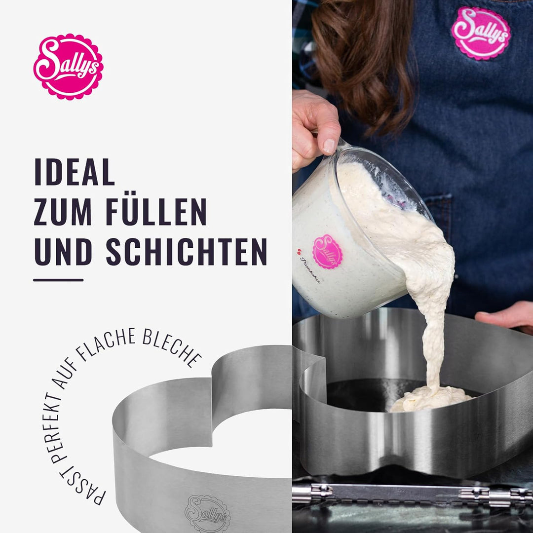Sallys Backform Herz 28 x 8 cm, Kuchenform Herz, Antihaft Herzform aus rostfreiem Edelstahl, Herzbac
