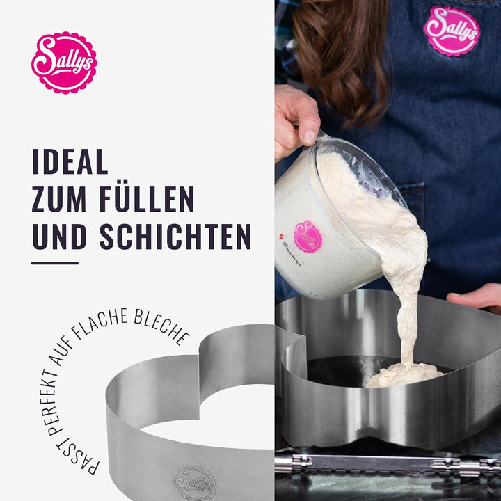 Sallys Backform Herz 28 x 8 cm, Kuchenform Herz, Antihaft Herzform aus rostfreiem Edelstahl, Herzbac