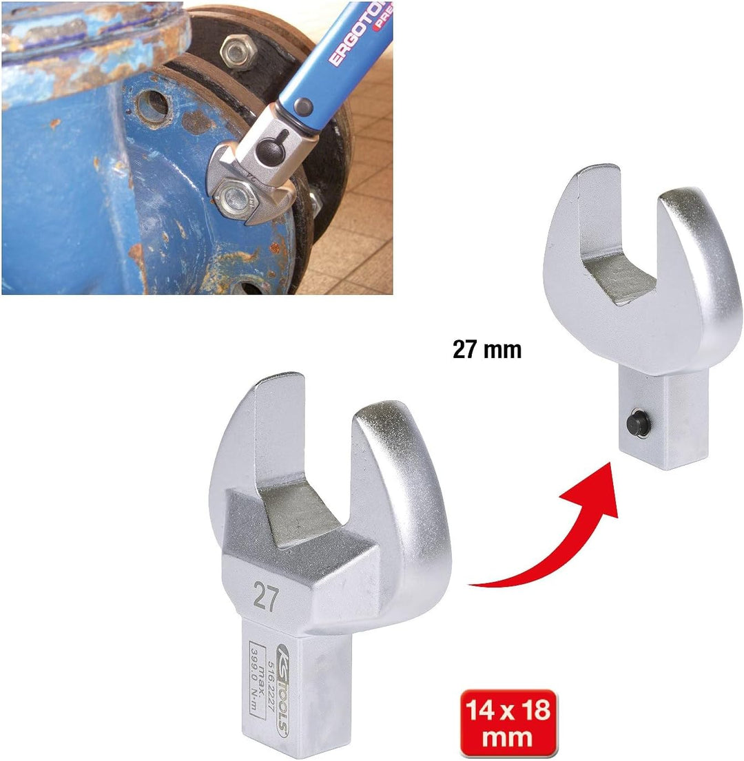 KS Tools Einsteck-Maulschlüssel 14x18mm 516.2227 27mm I Maulschlüssel mit Stiftsicherung I Verchromt
