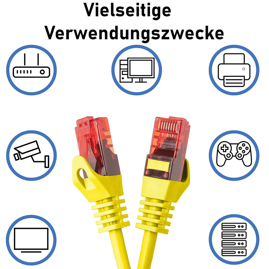 BIGtec - 10 Stück - 30m Gigabit Netzwerkkabel Patchkabel Ethernet LAN DSL Patch Kabel gelb (2x RJ-45