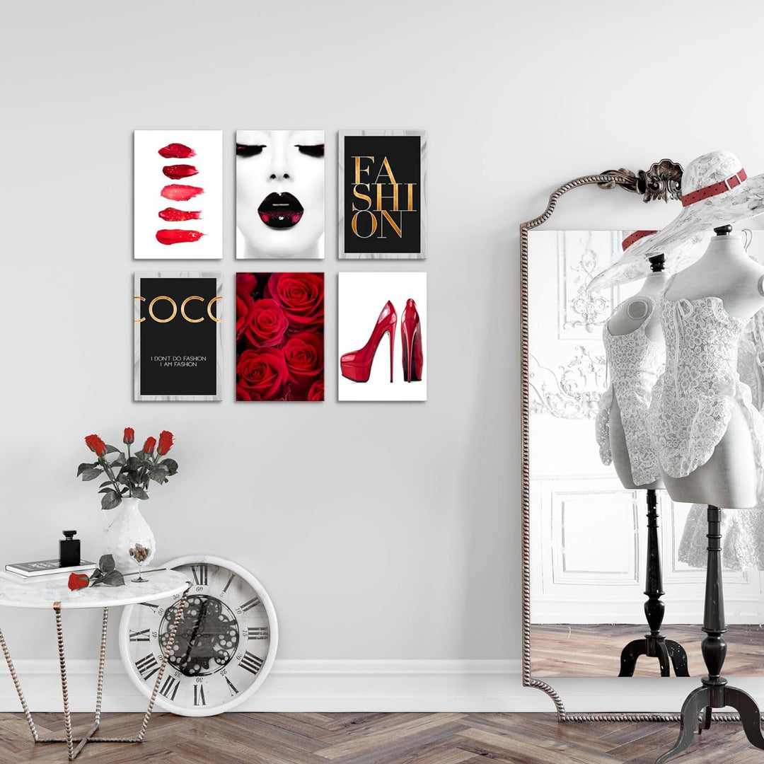 Novart Wandbilder Set - KOMPLETT AUFHÄNGFERTIG - Made in Germany - Moderne Bilder Fashion Wohnzimmer