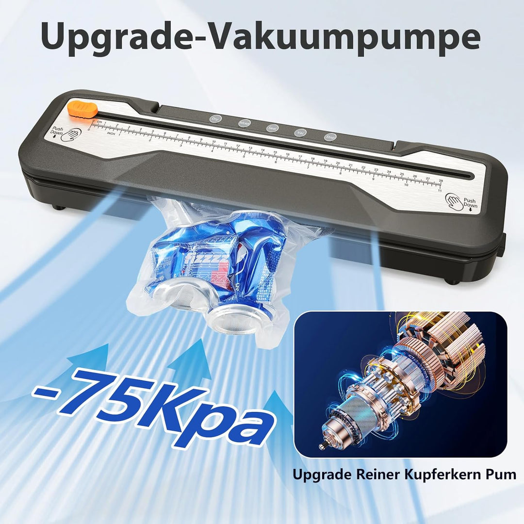 OidoZac vacuum Vakuumiergerät, automatisches Lebensmittel- Folienschweissgeräte, 5 Modi mit 15 Versi